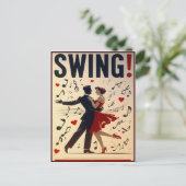 Poster voor Vintage Swing Dance Night Briefkaart (Staand voorkant)
