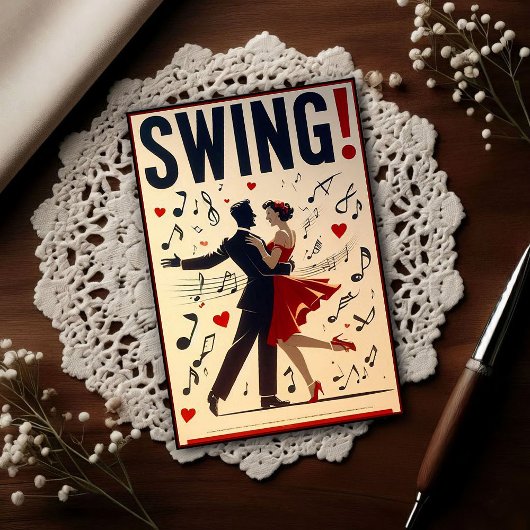Poster voor Vintage Swing Dance Night Briefkaart