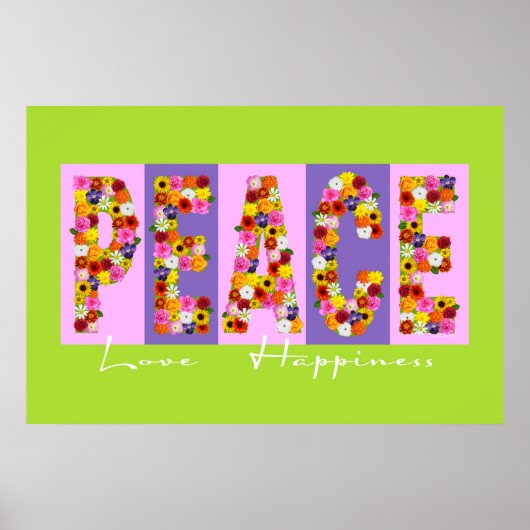Poster voor vrede, liefde, geluk (Voorkant)