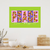 Poster voor vrede, liefde, geluk (Keuken)
