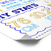 Poster voor warm luchtballongoud en blauw verjaard (Hoek)