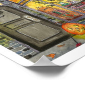 Poster voor Waterverf van hagetige kat en boekwink (Hoek)