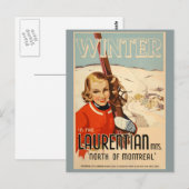  poster voor winterskiën briefkaart (Voorkant / Achterkant)