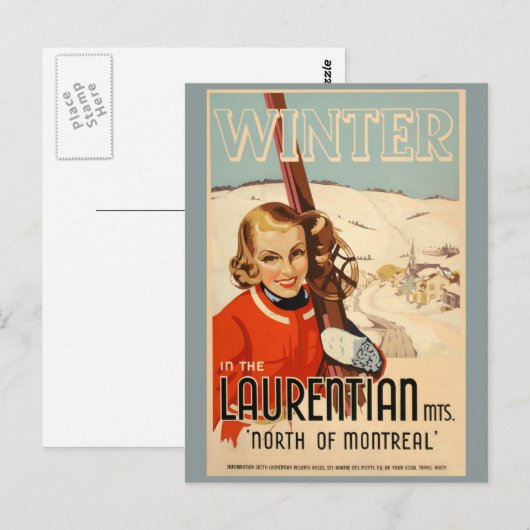  poster voor winterskiën briefkaart (Voorkant / Achterkant)