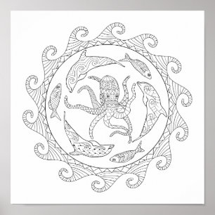 Poster voor zee Life Volwassen kleuren