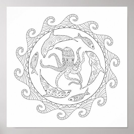 Poster voor zee Life Volwassen kleuren (Voorkant)