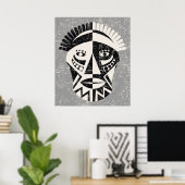 Poster voor zwart masker, grijs, aangepast afdrukk (Thuiskantoor)