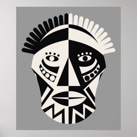 Poster voor zwart masker, grijs, aangepast afdrukk (Voorkant)