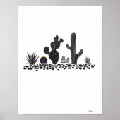 Poster voor zwarte en witte cactus en Succulenten (Voorkant)