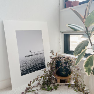 Poster voor zwarte en witte vuurtoren Fotografie