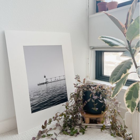 Poster voor zwarte en witte vuurtoren Fotografie