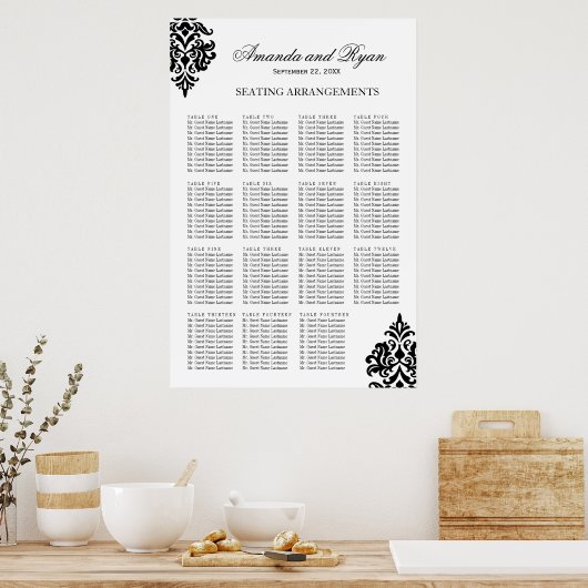 Poster voor zwarte en witte zitplaats (Keuken)