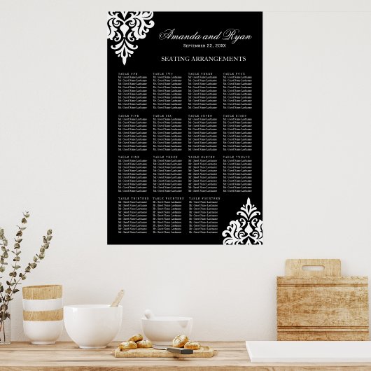 Poster voor zwarte en witte zitplaats (Keuken)