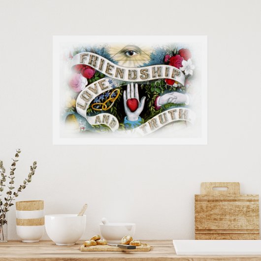 Poster vriendschap, liefde en waarheid (Keuken)