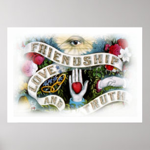 Poster vriendschap, liefde en waarheid