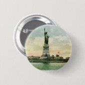  Poster "Vrijheidsbeeld". New York. Ronde Button 5,7 Cm (Voorkant /achterkant)