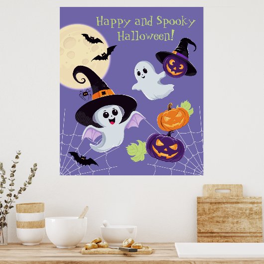 Poster "Vrolijk en griezelig Halloween!" (Keuken)