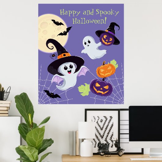 Poster "Vrolijk en griezelig Halloween!" (Thuiskantoor)