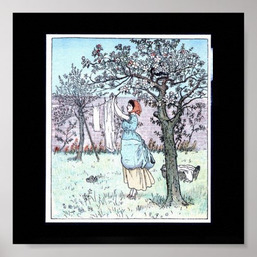 Poster--Vrouw die de Illustratie van het Wasgoed v Poster (Voorkant)