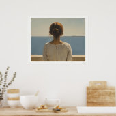 Poster Vrouw die naar de zee kijkt (Keuken)