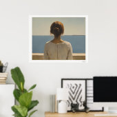 Poster Vrouw die naar de zee kijkt (Thuiskantoor)