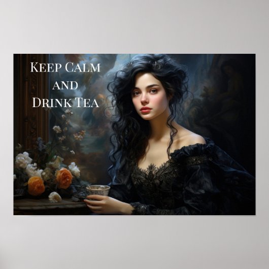 Poster - Vrouw drinkt thee (Voorkant)