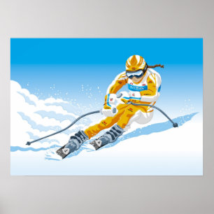 Poster Vrouw — inkrimping van de wintersport