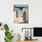 Poster Vrouw Loopt naar de Zee (Thuiskantoor)