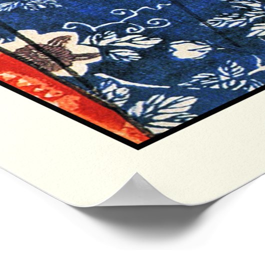 Poster: Vrouw met kat - Japanse kunst - Kuniyoshi Poster (Hoek)