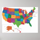 Poster - VS met kapitaalsteden (Voorkant)