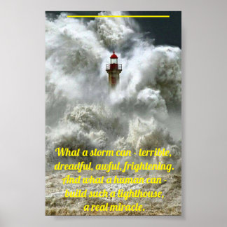 Poster vuurtoren in Storm