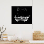 Poster- &W Profiteer van X-Ray Skeleton Bath Time Poster (Keuken)