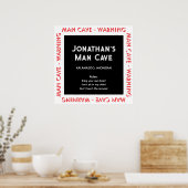 Poster Waarschuwingen en regels voor man grotten (Keuken)