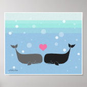 Poster walvis Schuine walvis Couple Nautical Ocean (Voorkant)