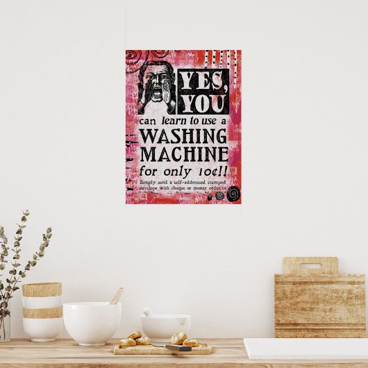 Poster wasmachine - Funny Vintage Ad (Keuken)