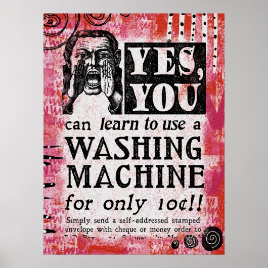 Poster wasmachine - Funny Vintage Ad (Voorkant)