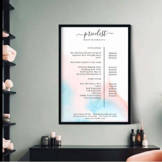 Poster waterverf Ink Salon Price List