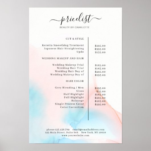 Poster waterverf Ink Salon Price List (Voorkant)
