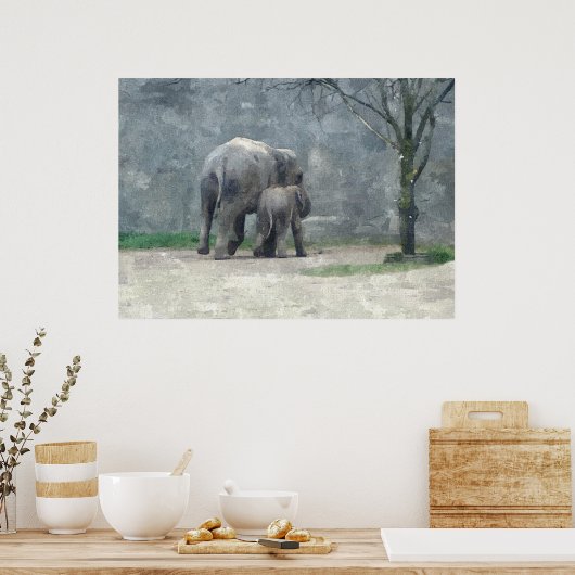 Poster Waterverf moederliefde (Keuken)