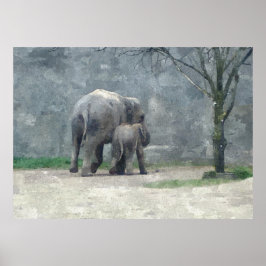 Poster Waterverf moederliefde