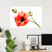 Poster waterverf rode papaver (Thuiskantoor)