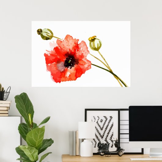 Poster waterverf rode papaver (Thuiskantoor)