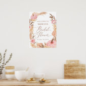 Póster Welcome Sign Floral Pink Pampas Bridal Show Poster (Keuken)