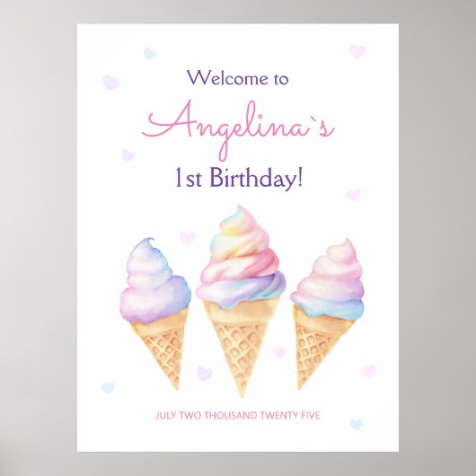 Poster welkom verjaardagsfeestje. (Voorkant)