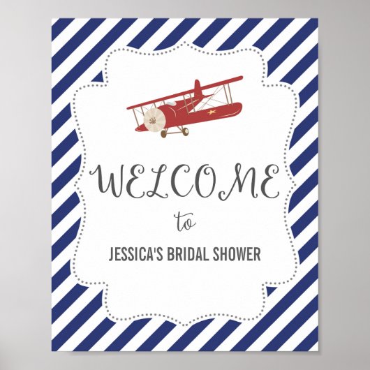 Poster Welkomstdruk vliegtuig (Voorkant)