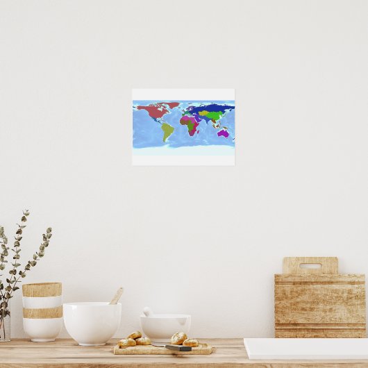 Poster wereldkaart van regio's (Keuken)