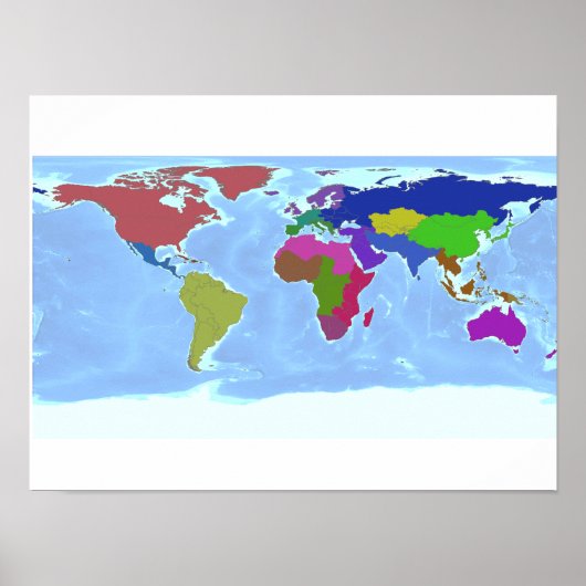 Poster wereldkaart van regio's (Voorkant)