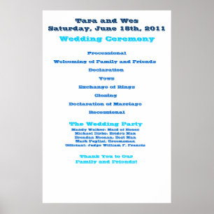 Poster Wes en Tara Wedding Programme