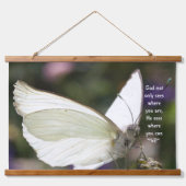 Poster White Butterfly Close-up Gezegde Christelij Hangend Wandkleed (Voorkant)