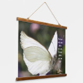Poster White Butterfly Close-up Gezegde Christelij Hangend Wandkleed (Gebogen)